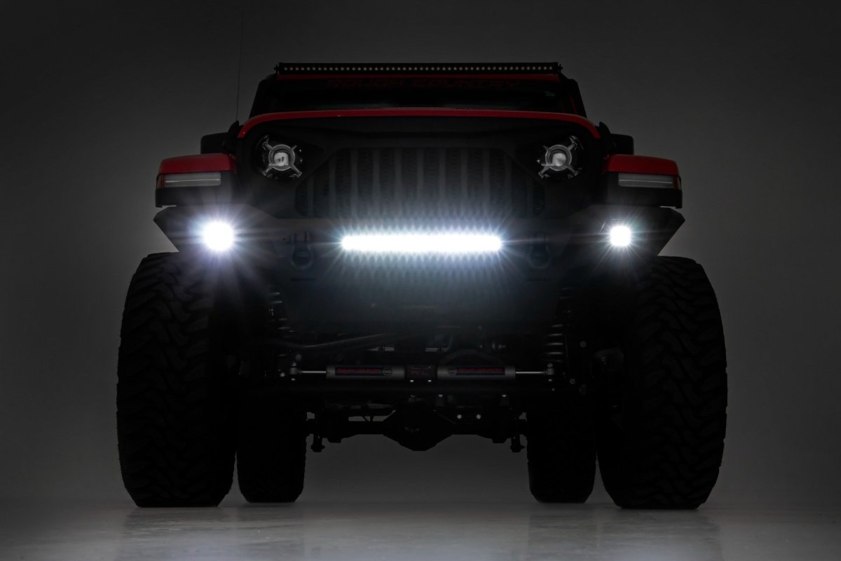Jeep Wrangler Front Bumper - Rough Country - Full Width High Clearance with Skid Plate - '07-'23